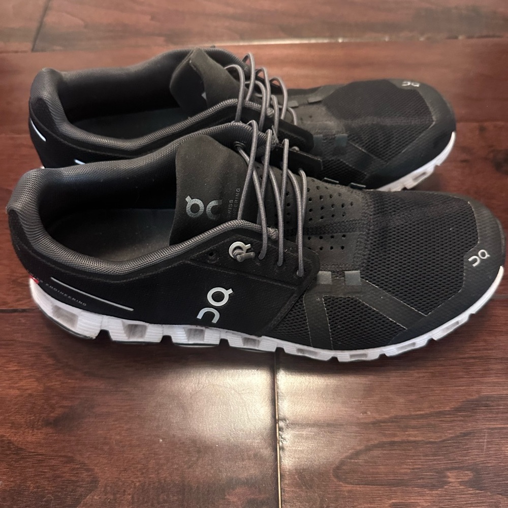 On Running Black and White Athletic Shoes
